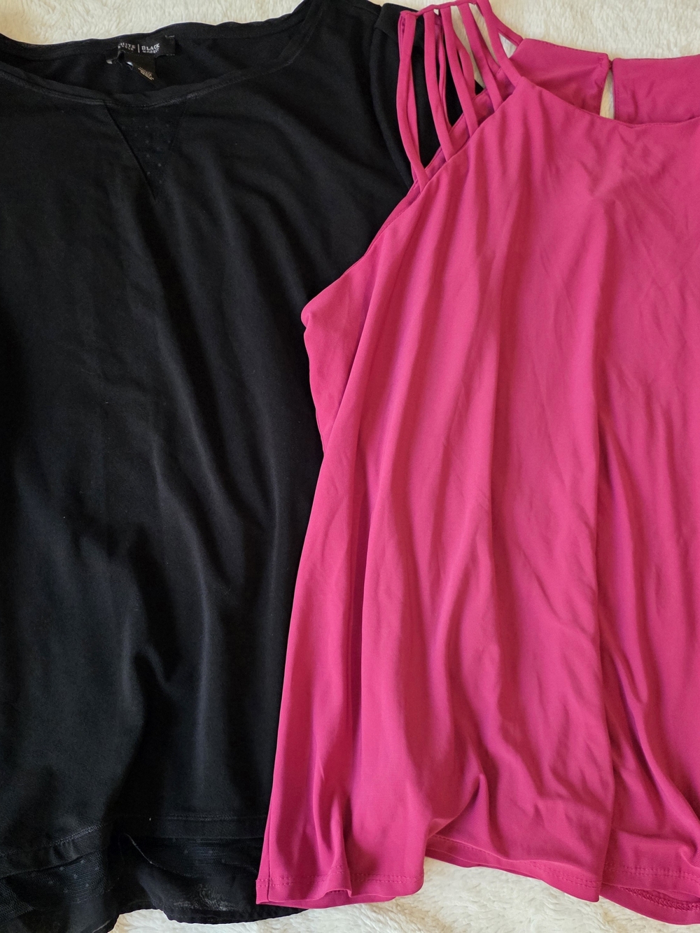 Women's XL Solid Black Top + Pink Strappy Top